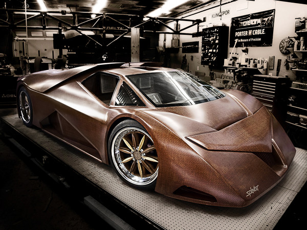 Sport Car Made Out of Wood