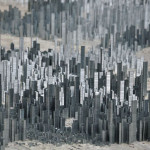 Peter root ephemicropolos art installation urban city made of staples 6