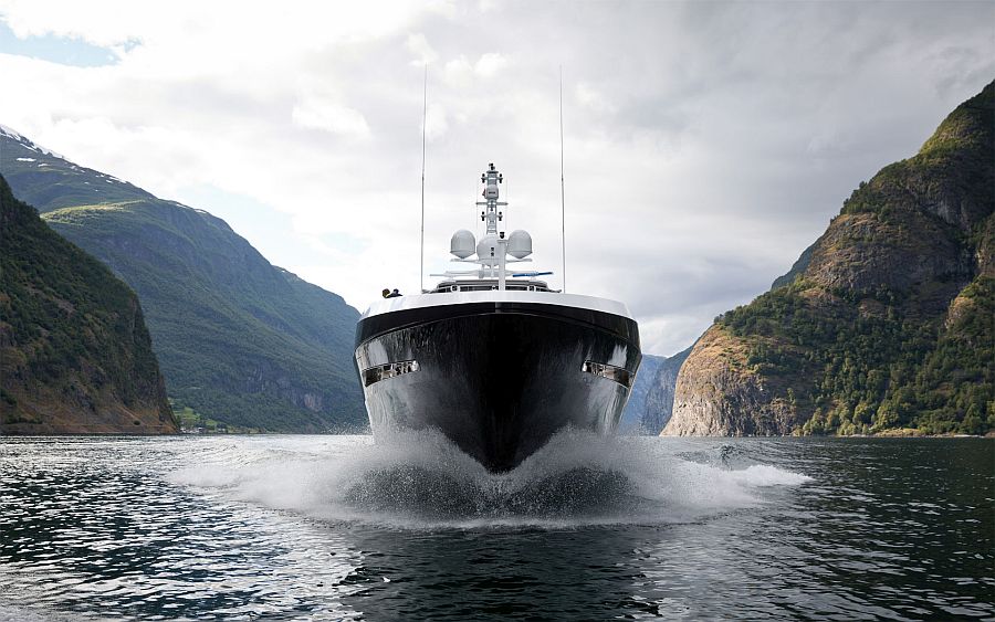 Heesen’s superyacht Ann G surrounded by Norwegian Fjords